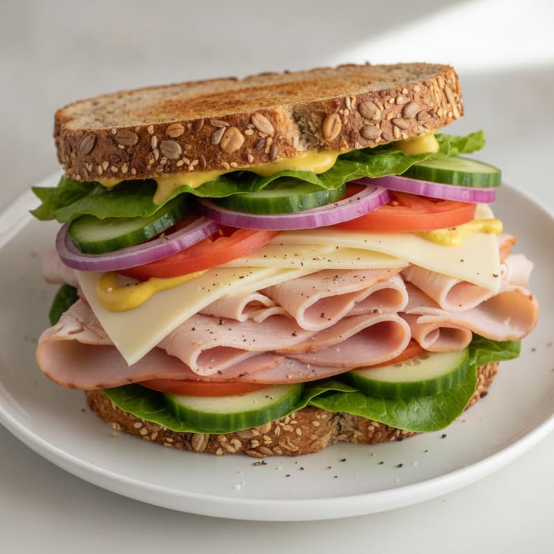 Classic Deli Ham and Turkey Sandwich