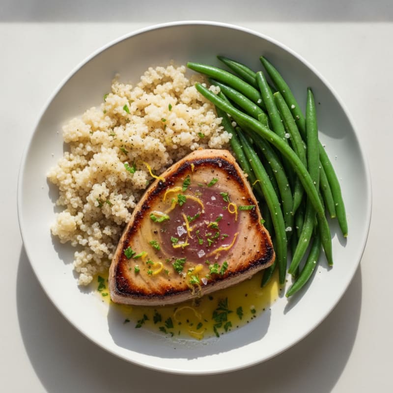 Pan-Seared Tuna with Lemon-Herb Sauce