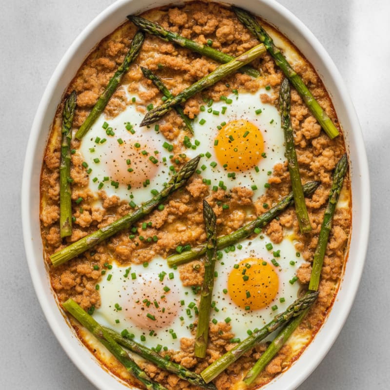 Baked Eggs with Roasted Asparagus