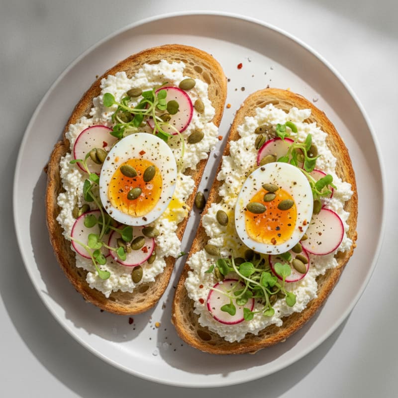 High-Protein Whipped Cottage Cheese Sourdough Toast