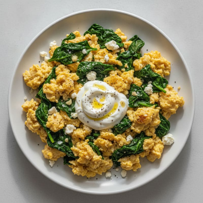 Spinach and Feta Egg Scramble