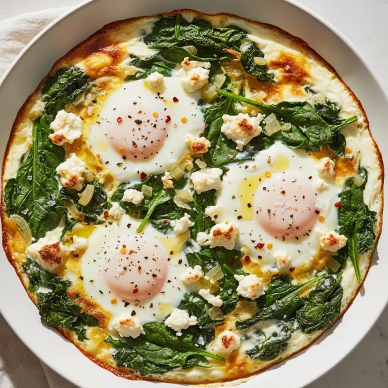 Creamy Spinach and Feta Baked Eggs
