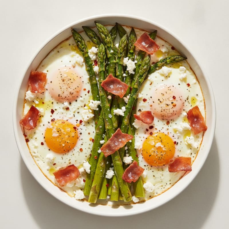 Baked Eggs with Roasted Asparagus