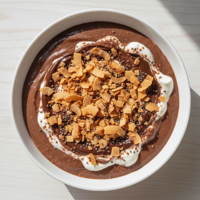 Silky Chocolate Protein Pudding with Toasted Coconut