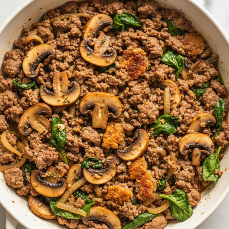 Savory Ground Beef and Mushroom Skillet