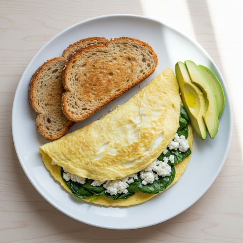 Egg White Spinach Omelet with Cottage Cheese