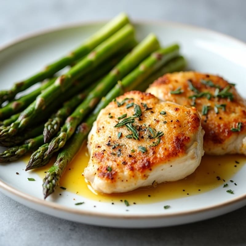 Lemon-Herb Roasted Chicken Thighs with Roasted Asparagus