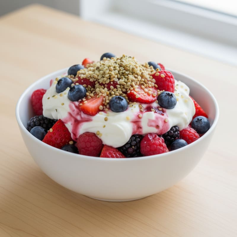 Vanilla Greek Yogurt Protein Parfait with Mixed Berries