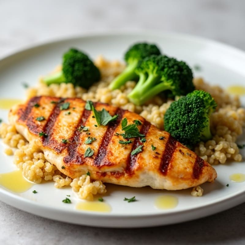 Grilled Chicken Breast with Quinoa and Steamed Broccoli
