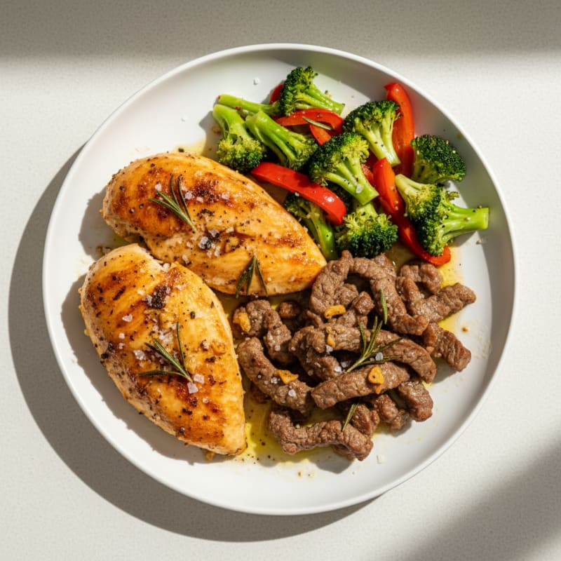 Garlic Herb Roasted Chicken and Beef