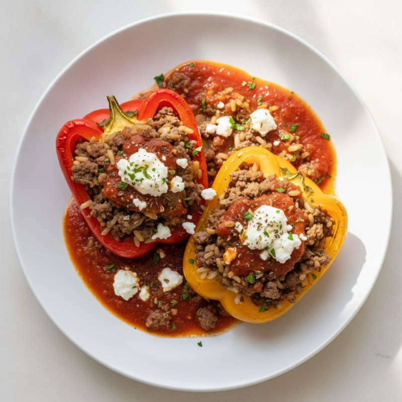 Beef and Rice Stuffed Bell Peppers