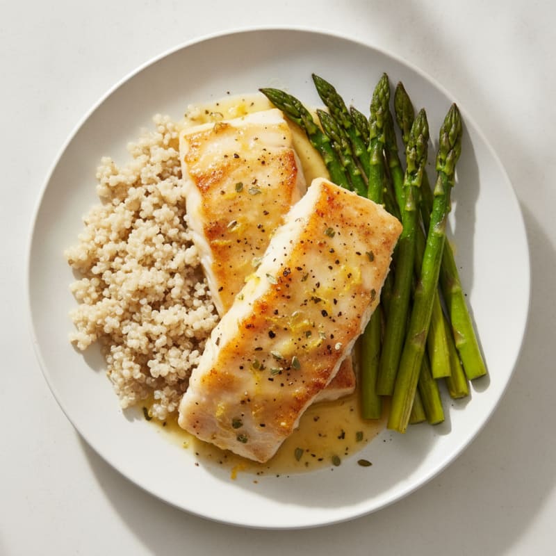 Baked Alaskan Cod with Lemon-Herb Sauce