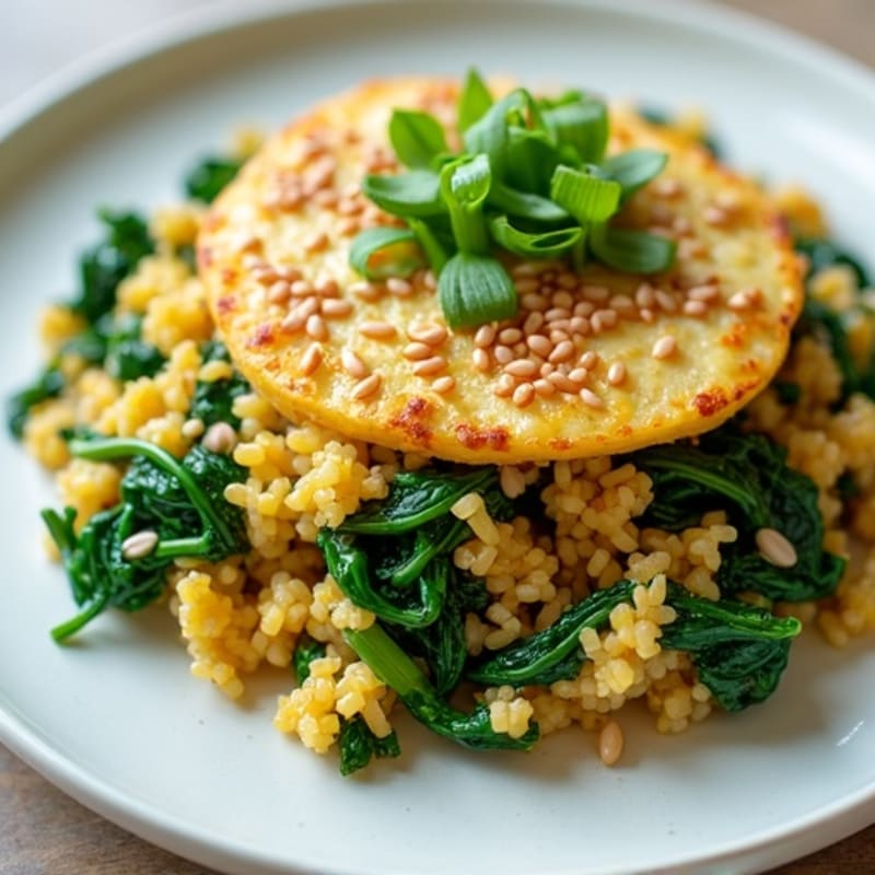 Silky Tofu Scramble with Spinach and Scallions