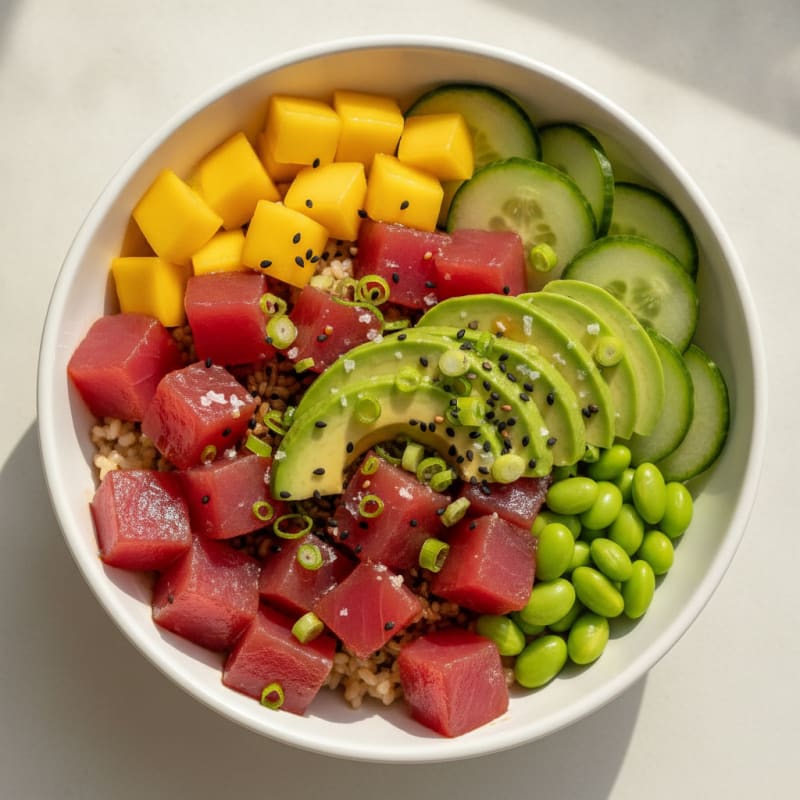 Ahi Tuna Poke Bowl with Tropical Fruit