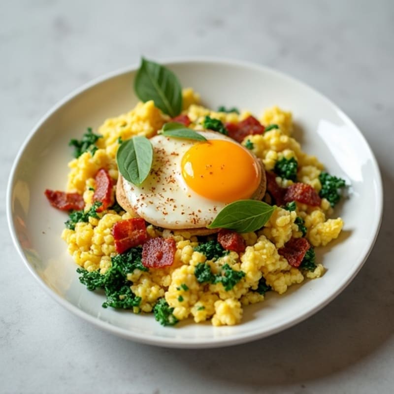 Egg White Scramble with Spinach and Turkey Bacon