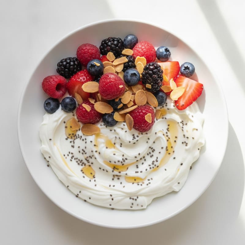 Silky Greek Yogurt Bowl with Chia Seeds and Mixed Berries