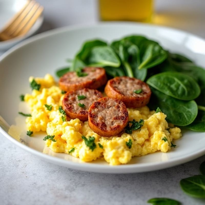Egg White and Turkey Sausage Scramble with Spinach