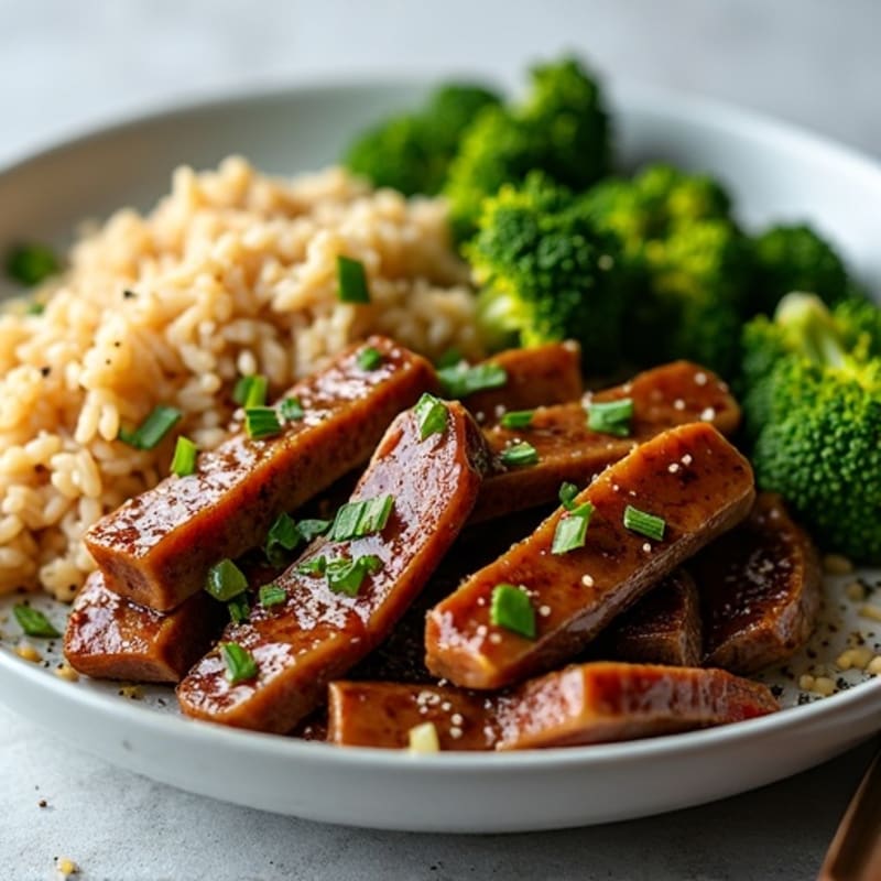 Savory Stir-Fried Beef with Roasted Broccoli and Brown Rice