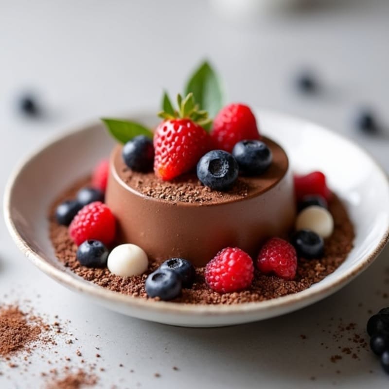 Silky Chocolate Protein Pudding with Chia and Berries