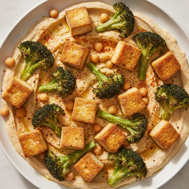 Roasted Tofu with Chickpea Yogurt Sauce