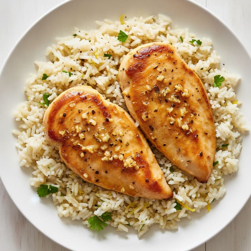 Garlic Chicken with Lemon Herb Rice