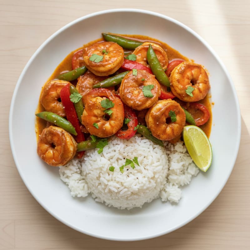 Red Curry Shrimp with Coconut Rice