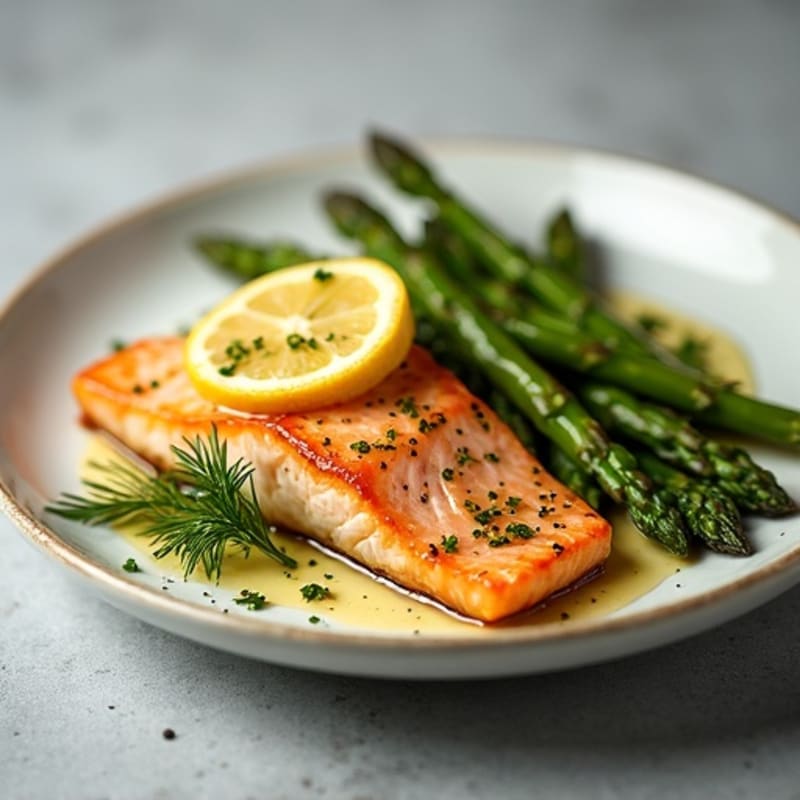 Lemon Herb Roasted Salmon with Roasted Asparagus
