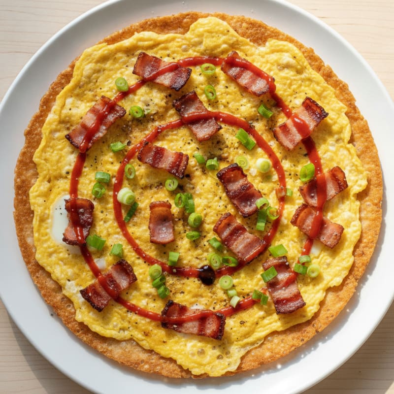 Vietnamese Breakfast Pizza with Egg and Bacon