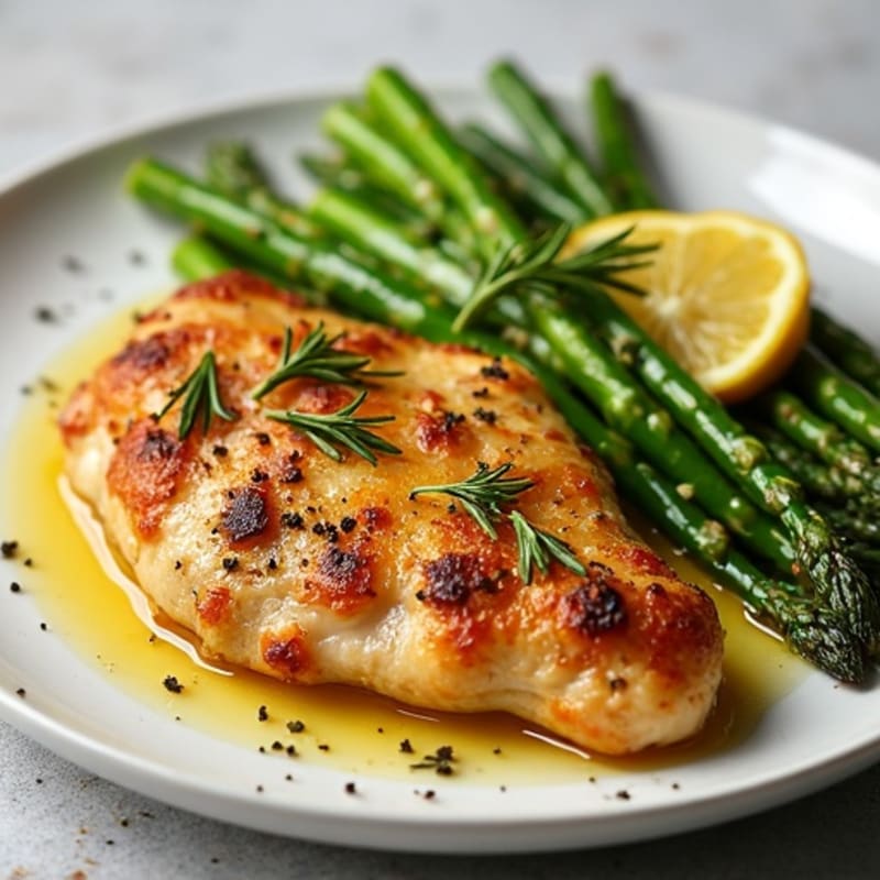 Crispy Lemon Herb Roasted Chicken with Roasted Asparagus