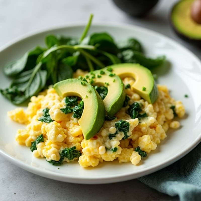 Cottage Cheese Egg White Scramble with Sautéed Spinach