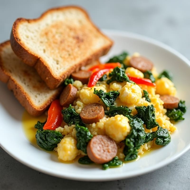 Egg White and Turkey Sausage Scramble with Spinach