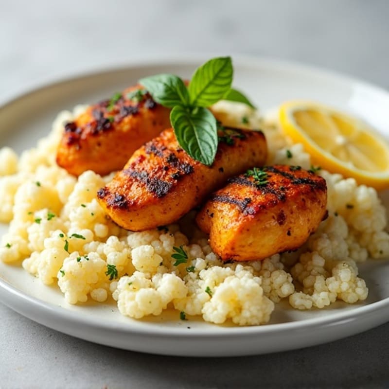 Yogurt-Spiced Chicken Tikka with Cauliflower Rice