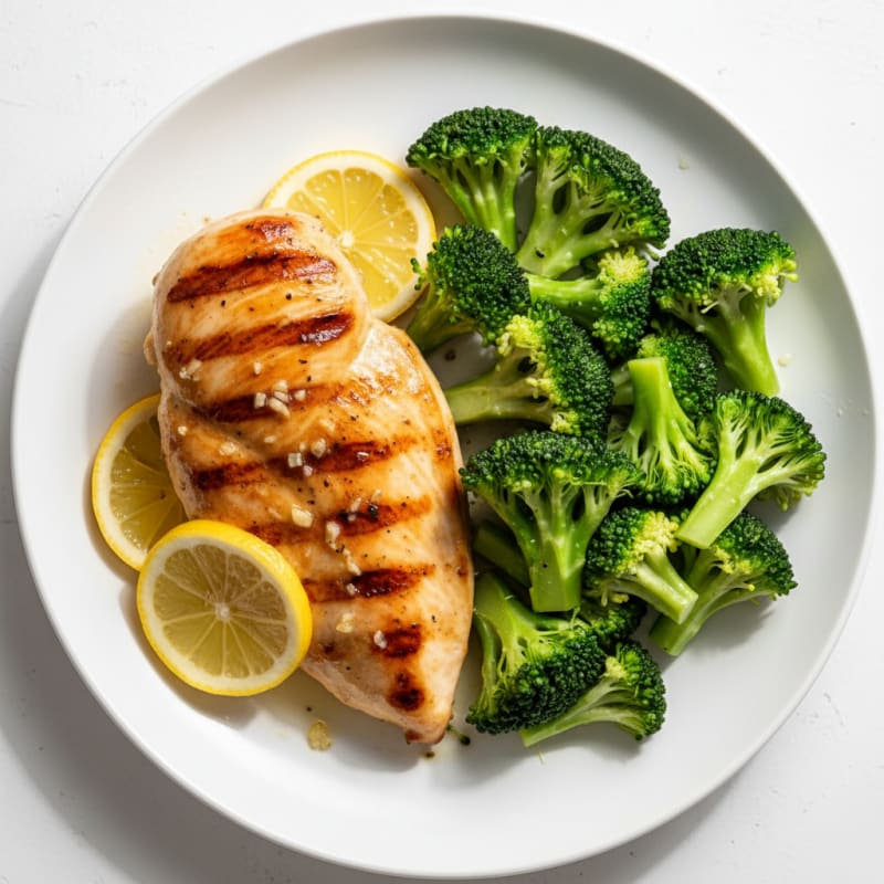 Grilled Lemon Chicken Breast with Steamed Broccoli