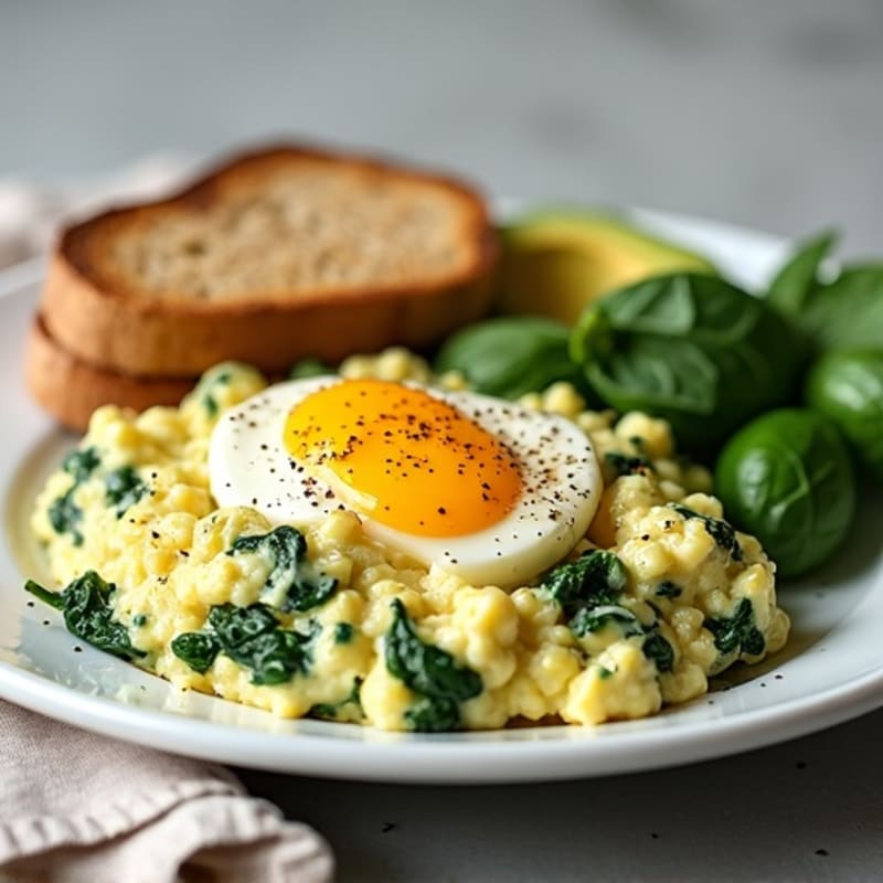 Egg White Scramble with Spinach and Cottage Cheese