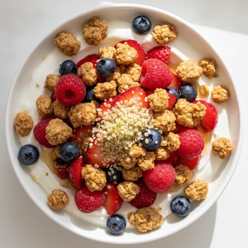 Greek Yogurt Parfait with Mixed Berries and Protein Granola