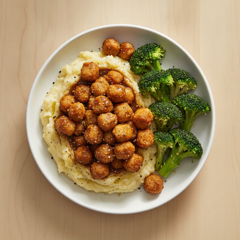 Soy Chunks with Garlic Mashed Potatoes