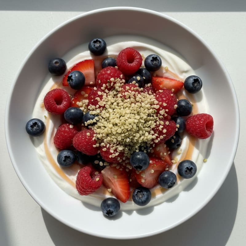 Silky Vanilla Protein Yogurt with Mixed Berries