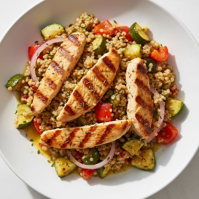 Grilled Chicken and Quinoa Salad with Roasted Vegetables