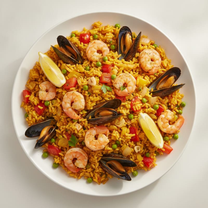 Spanish Seafood Paella with Saffron Rice