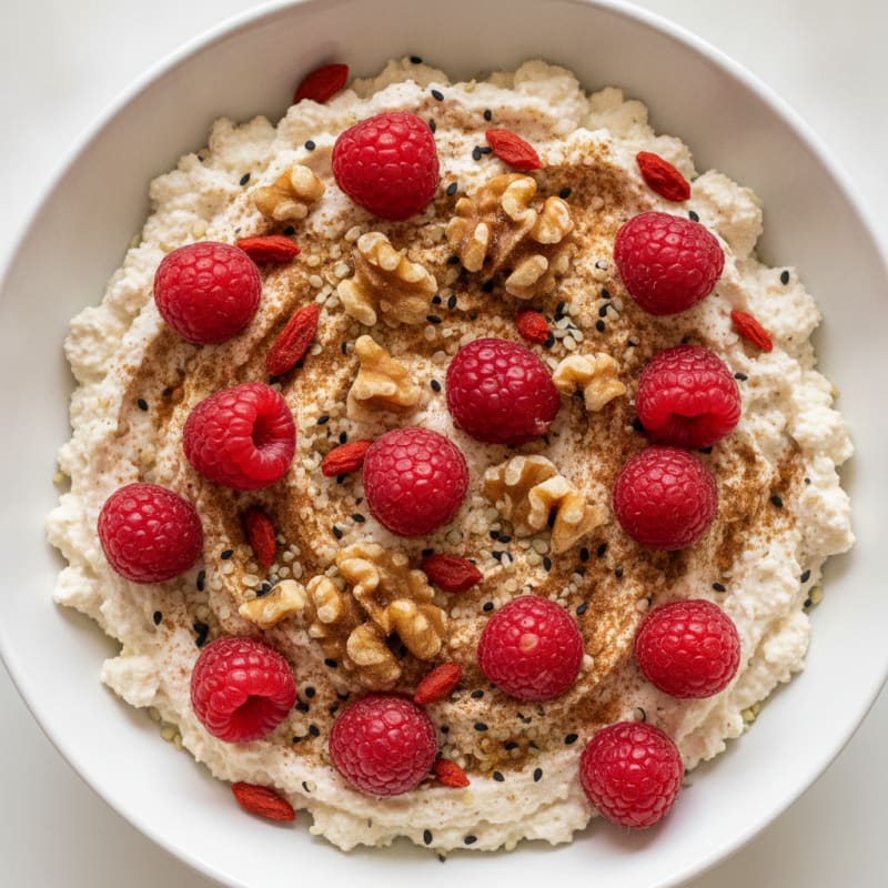 Almond Cottage Cheese Protein Bowl with Berries