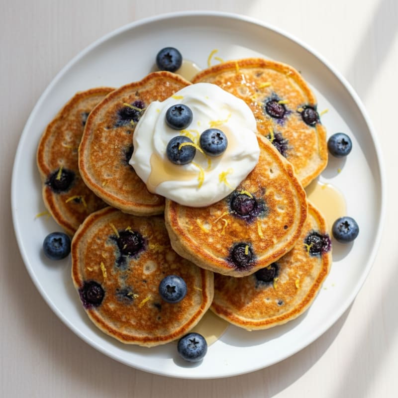Blueberry Ricotta Pancakes with Lemon Zest