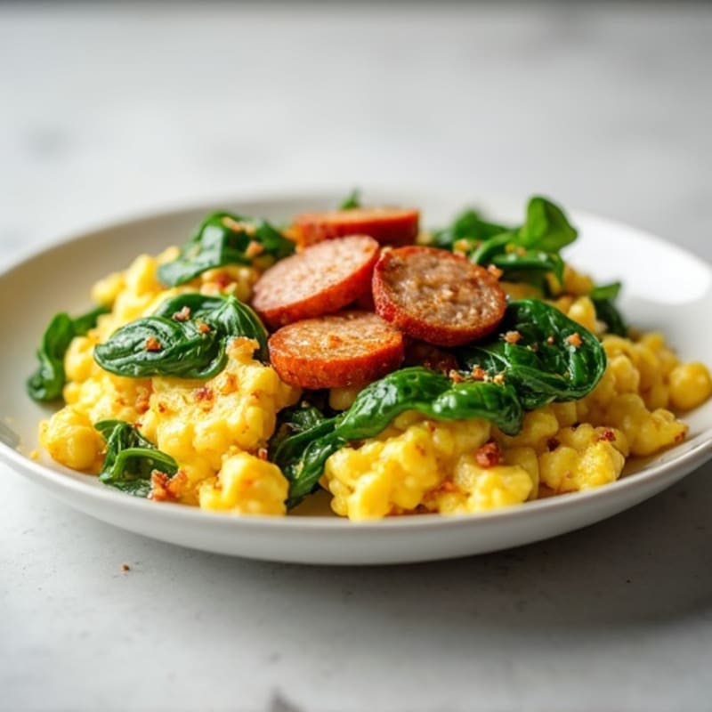 Egg White Scramble with Spinach and Turkey Sausage