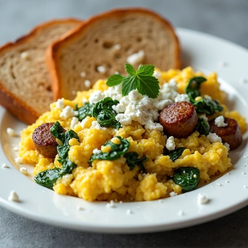 Egg White Scramble with Spinach and Turkey Sausage