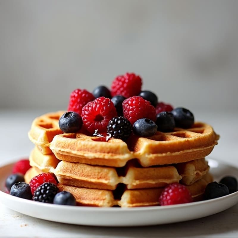Protein-Packed Almond Flour Waffles with Berry Compote