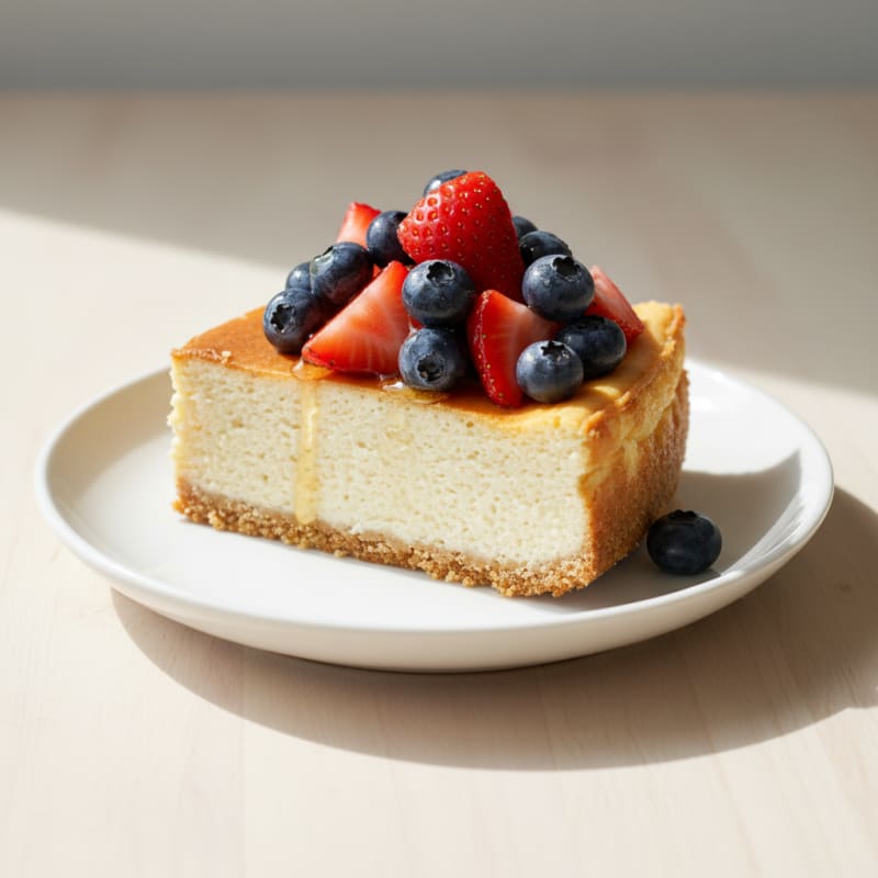 Greek Yogurt Protein Cheesecake with Fresh Berries