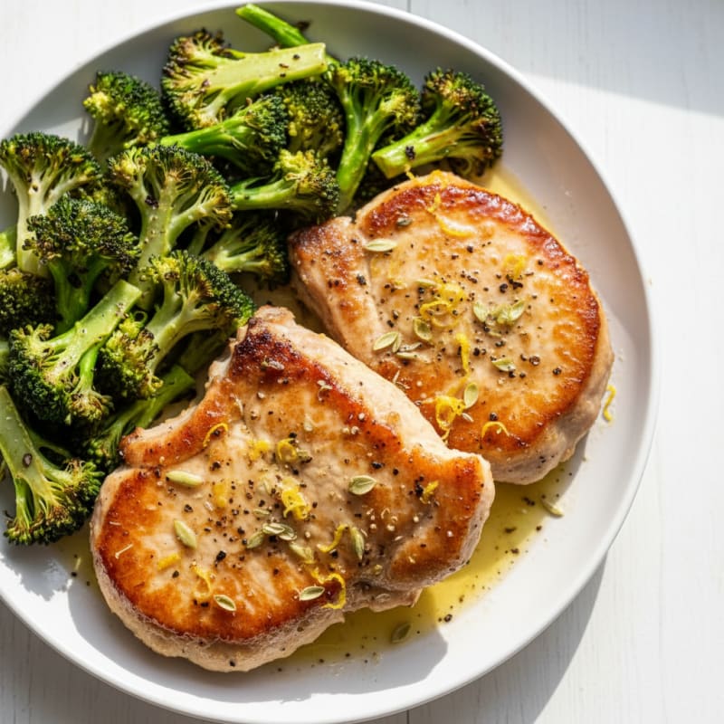 Lemon-Herb Turkey Chops with Roasted Broccoli