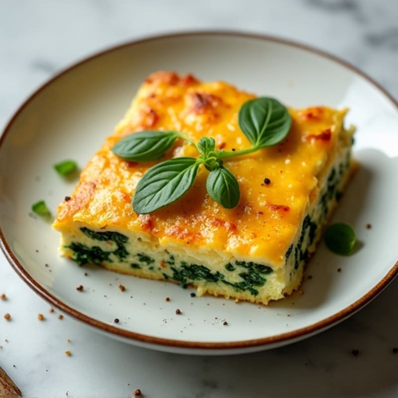 Fluffy Cheesy Egg Bake with Fresh Spinach
