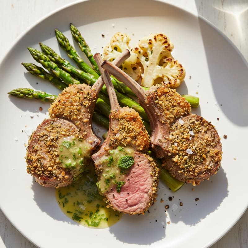 Tender Herb-Crusted Lamb Chops with Zesty Mint