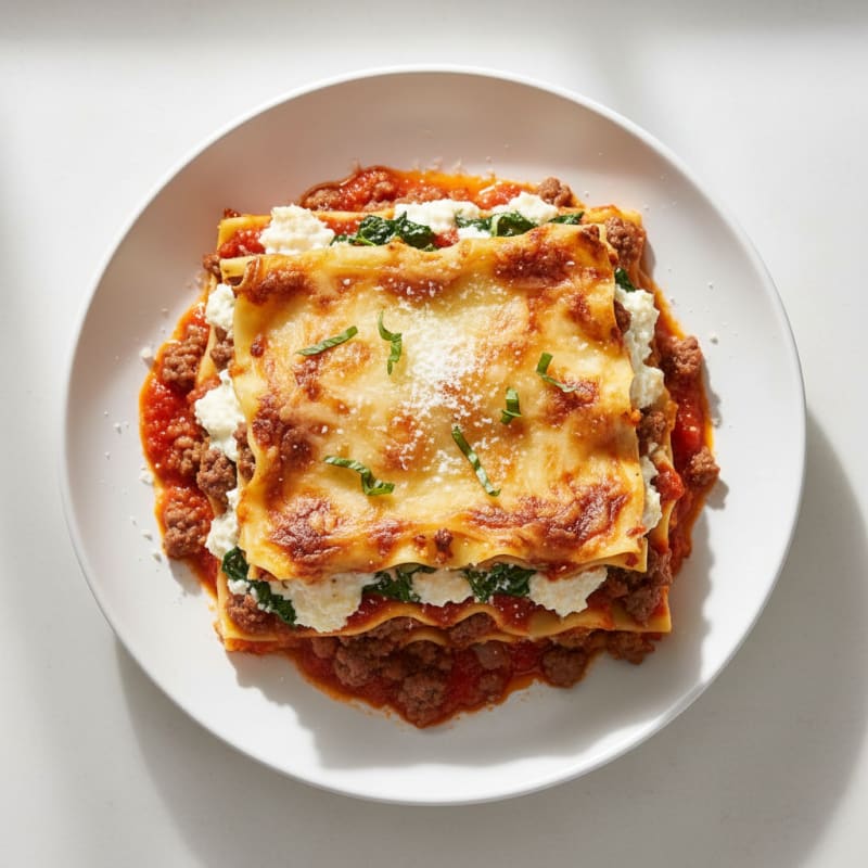 Creamy Baked Beef Lasagna with Ricotta