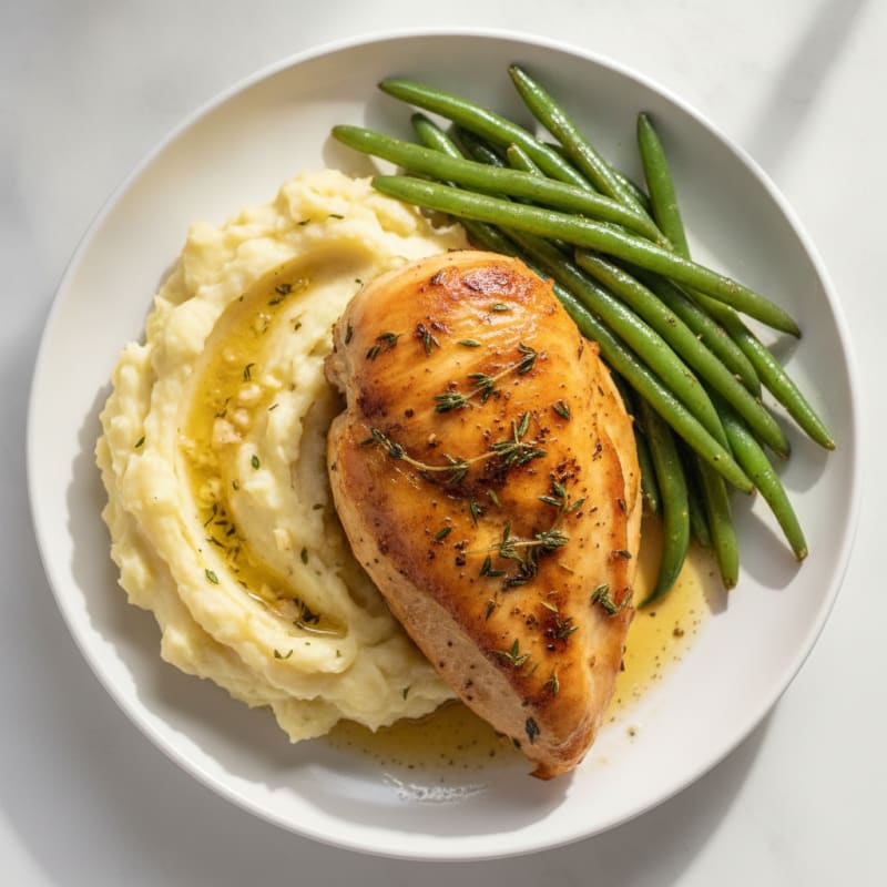 Herb-Roasted Chicken with Garlic Mashed Potatoes